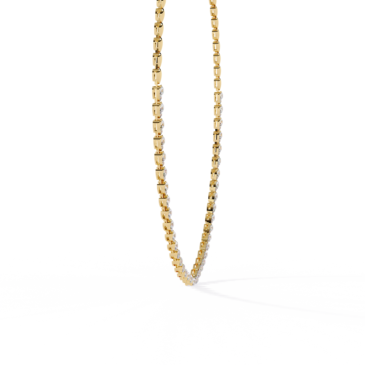 Yellow Gold Lumière Alternating Pear & Round Diamond Tennis Necklace