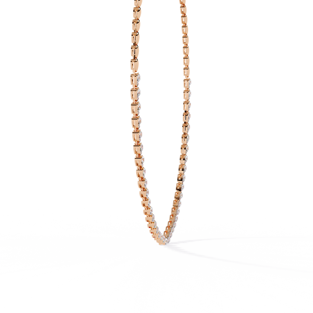 Rose Gold Lumière Alternating Pear & Round Diamond Tennis Necklace
