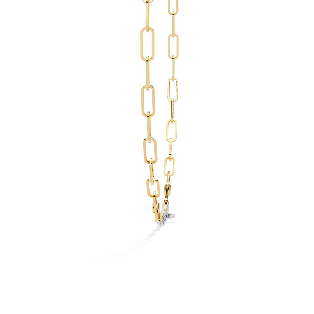 Yellow Gold Luxe ID Bar Paperclip Diamond Chain Necklace