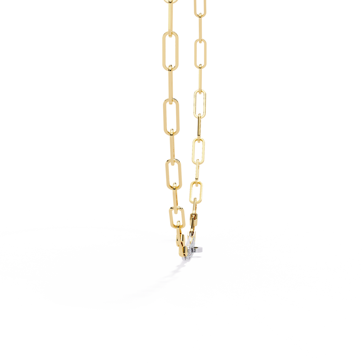 Yellow Gold Luxe ID Bar Paperclip Diamond Chain Necklace