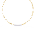 Yellow Gold Luxe ID Bar Paperclip Diamond Chain Necklace