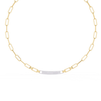Yellow Gold Luxe ID Bar Paperclip Diamond Chain Necklace