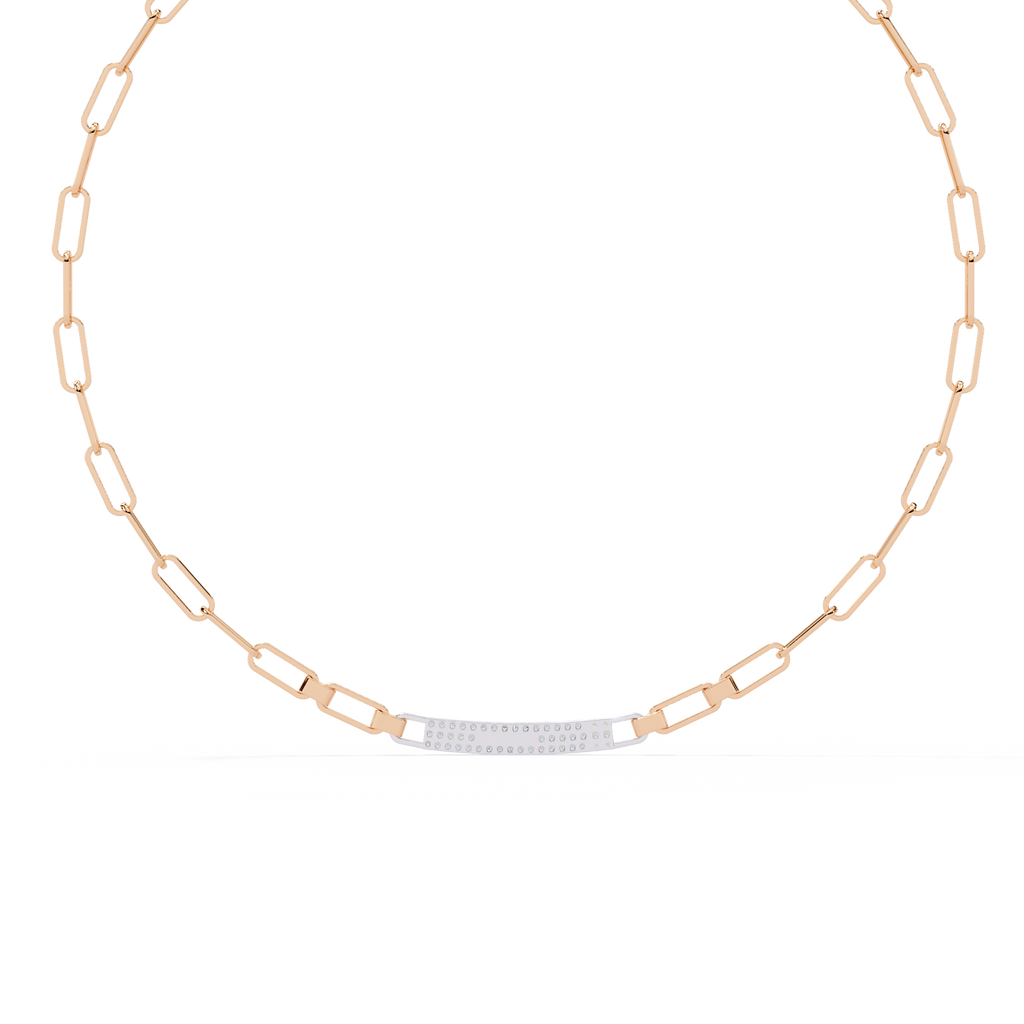 Rose Gold Luxe ID Bar Paperclip Diamond Chain Necklace