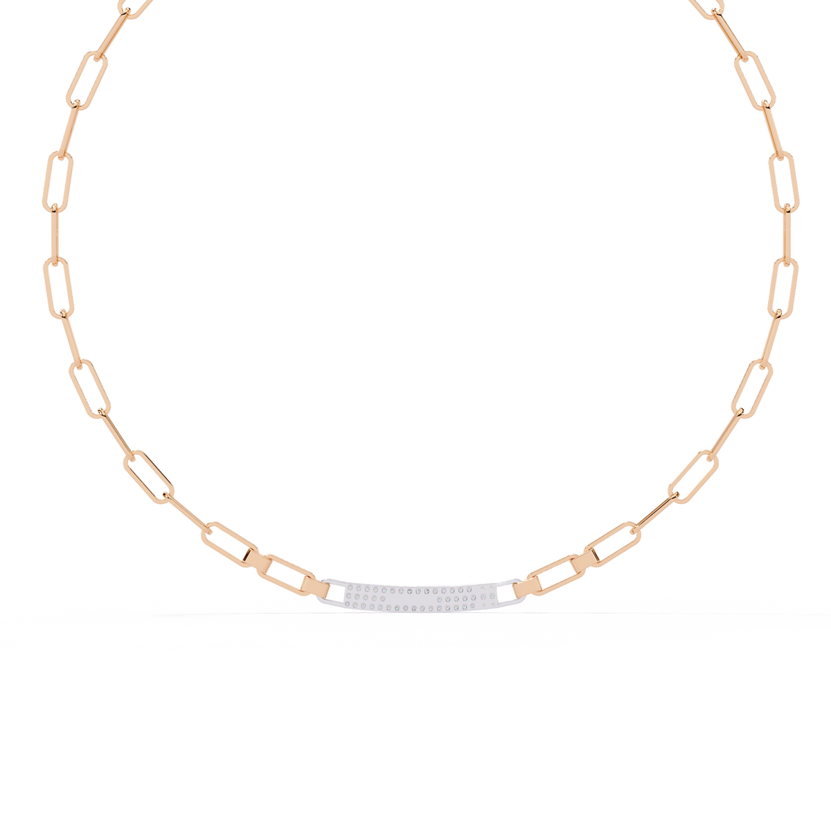 Rose Gold Luxe ID Bar Paperclip Diamond Chain Necklace