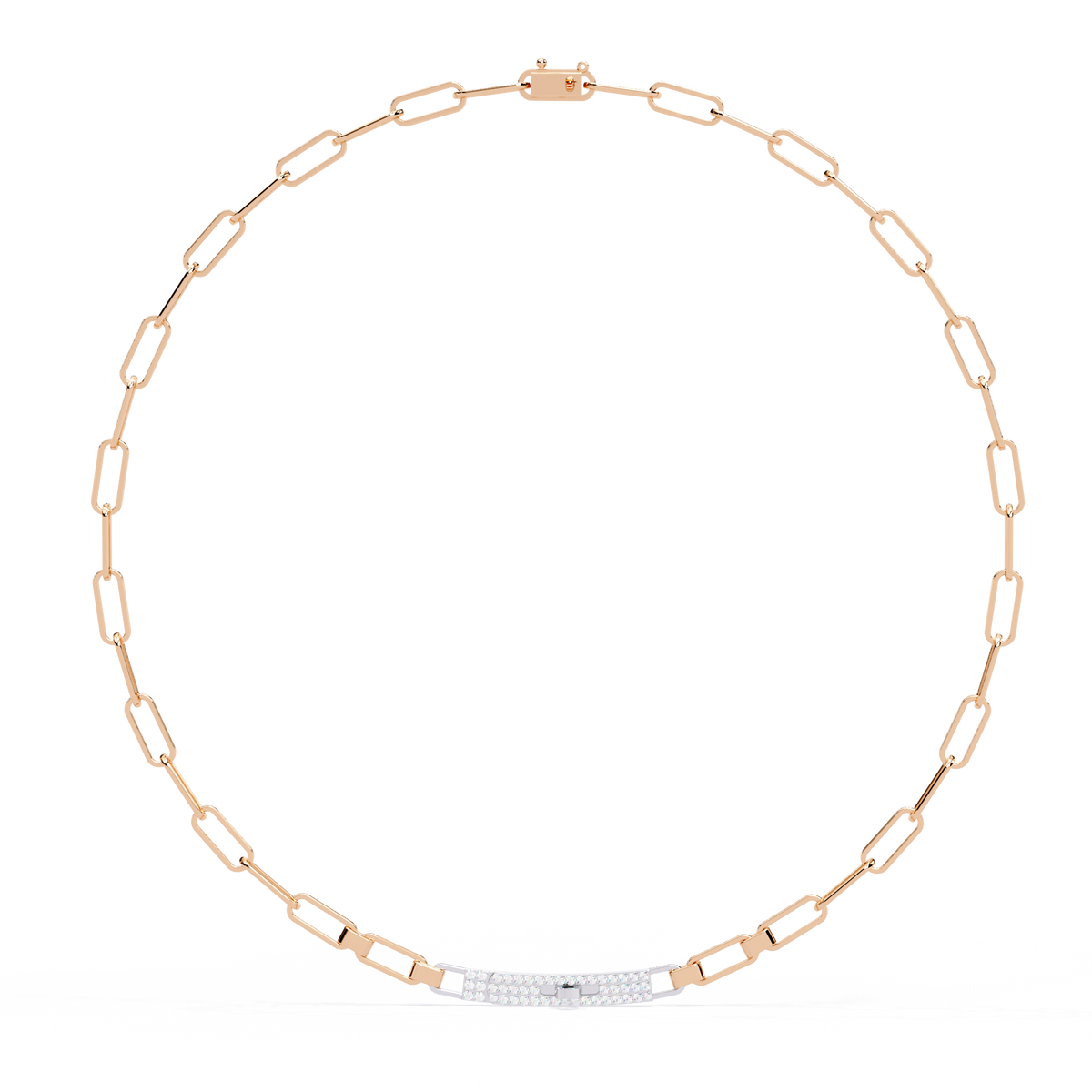 Rose Gold Luxe ID Bar Paperclip Diamond Chain Necklace