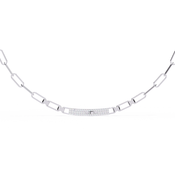 Linear Link Natural Diamond Chain Necklace