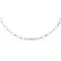 White Gold Pavé ID Bar Paperclip Chain Necklace