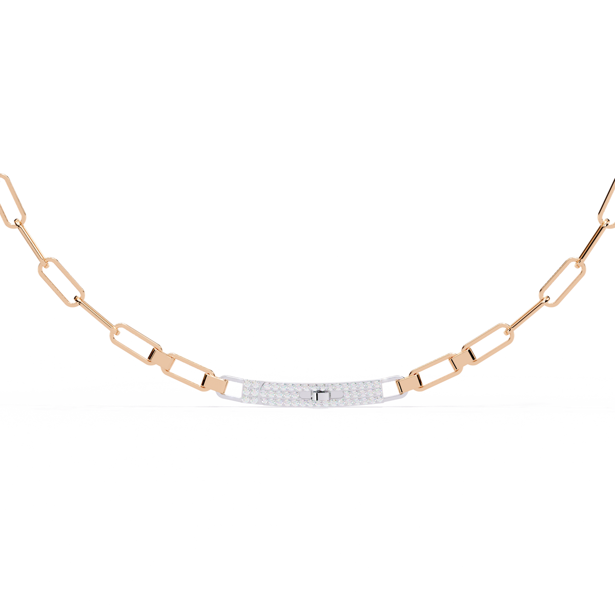 Rose Gold Luxe ID Bar Paperclip Diamond Chain Necklace