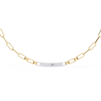 Yellow Gold Luxe ID Bar Paperclip Diamond Chain Necklace
