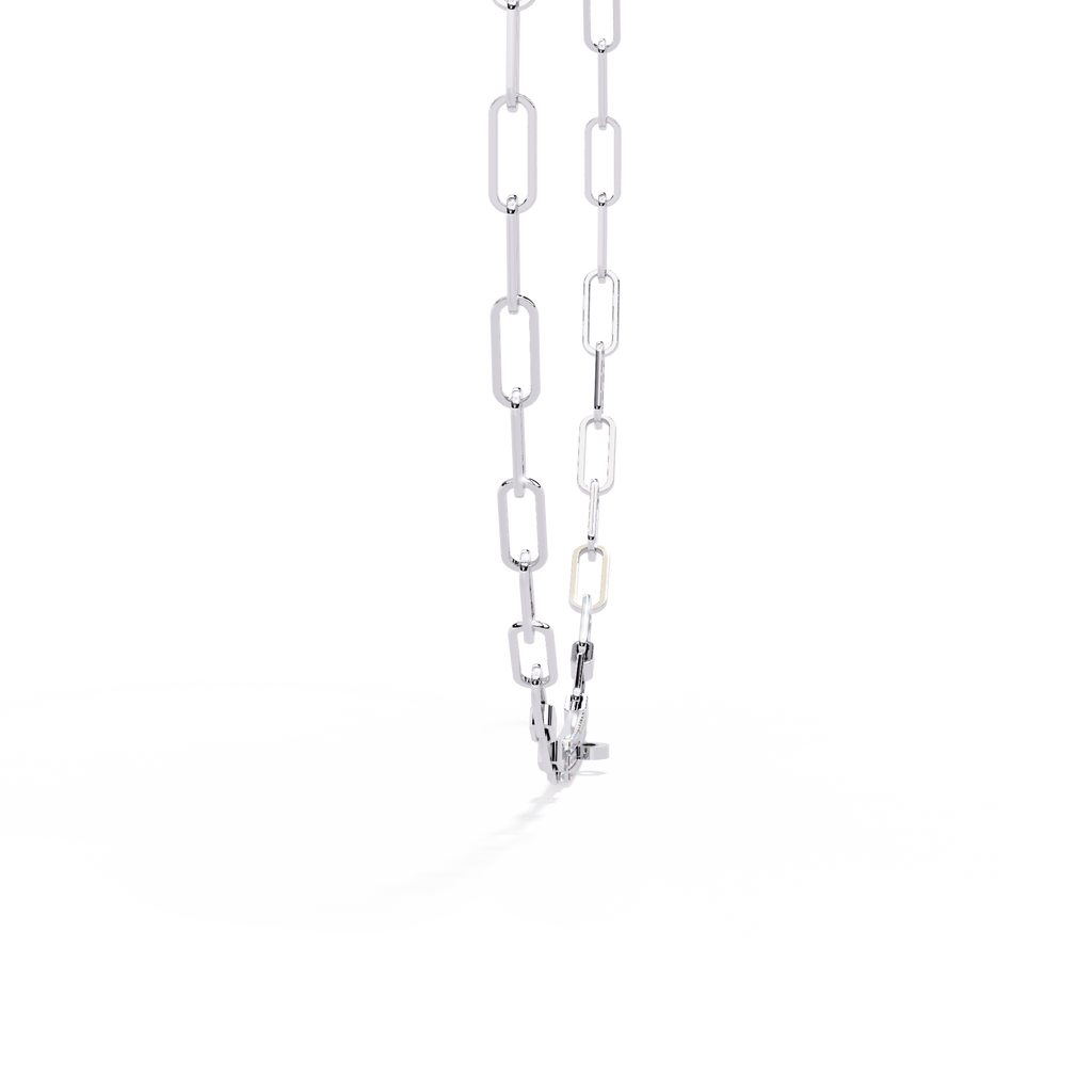 White Gold Pavé ID Bar Paperclip Chain Necklace