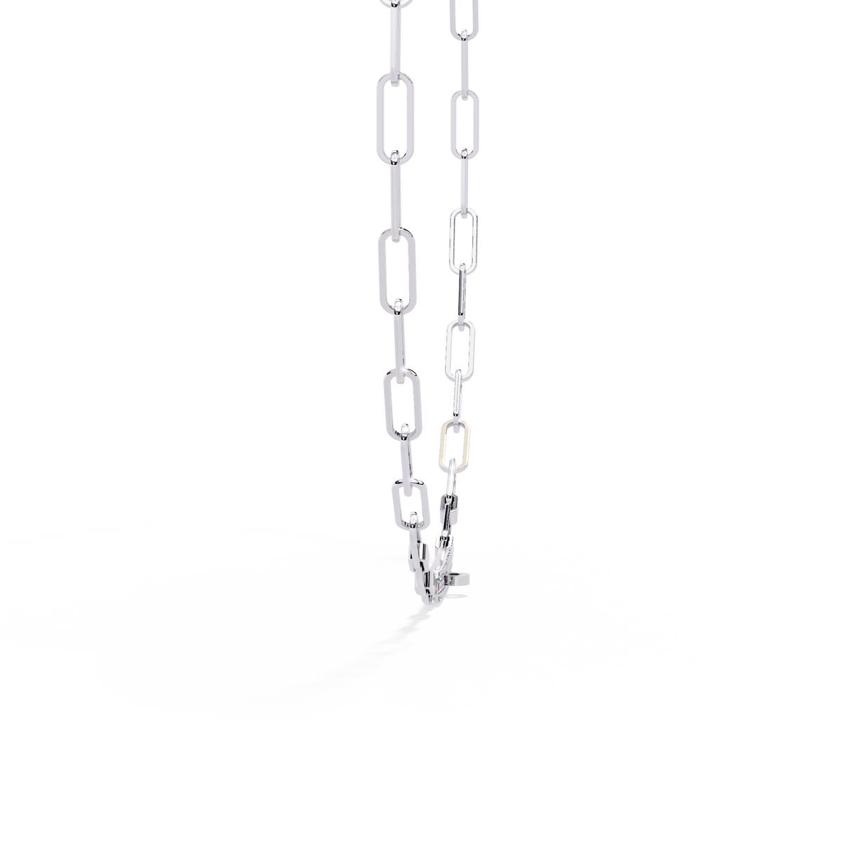 White Gold Pavé ID Bar Paperclip Chain Necklace