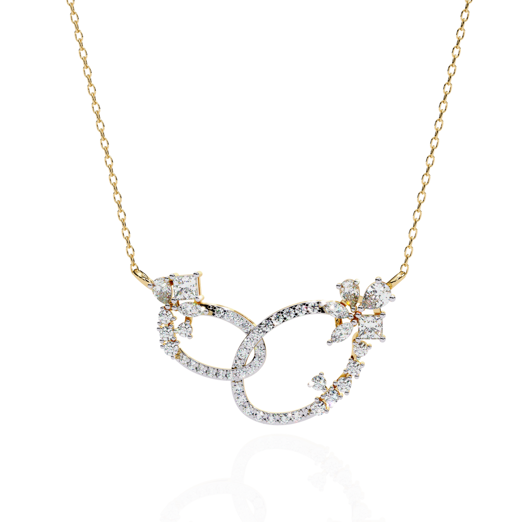 Gold Diamond Interlocking Oval Necklace