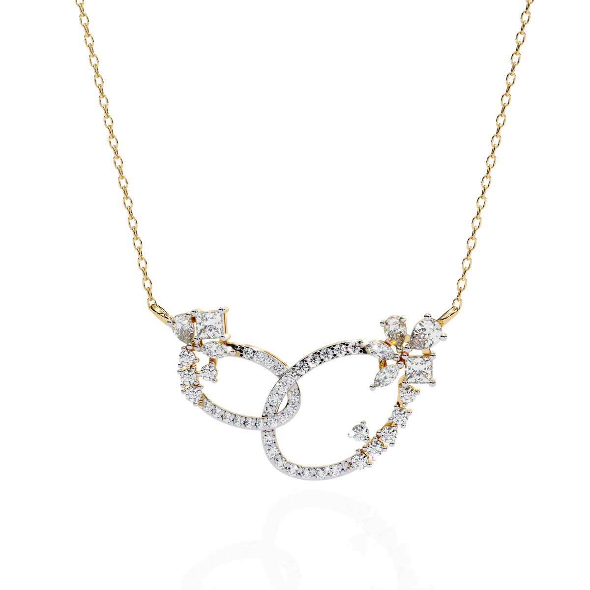 Gold Diamond Interlocking Oval Necklace