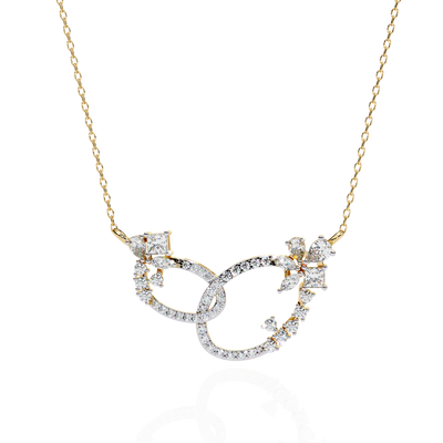 Gold Diamond Interlocking Oval Necklace