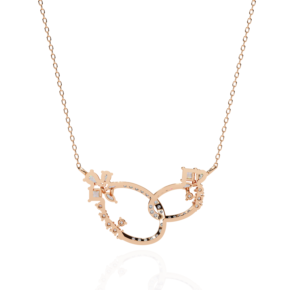 Gold Diamond Interlocking Oval Necklace