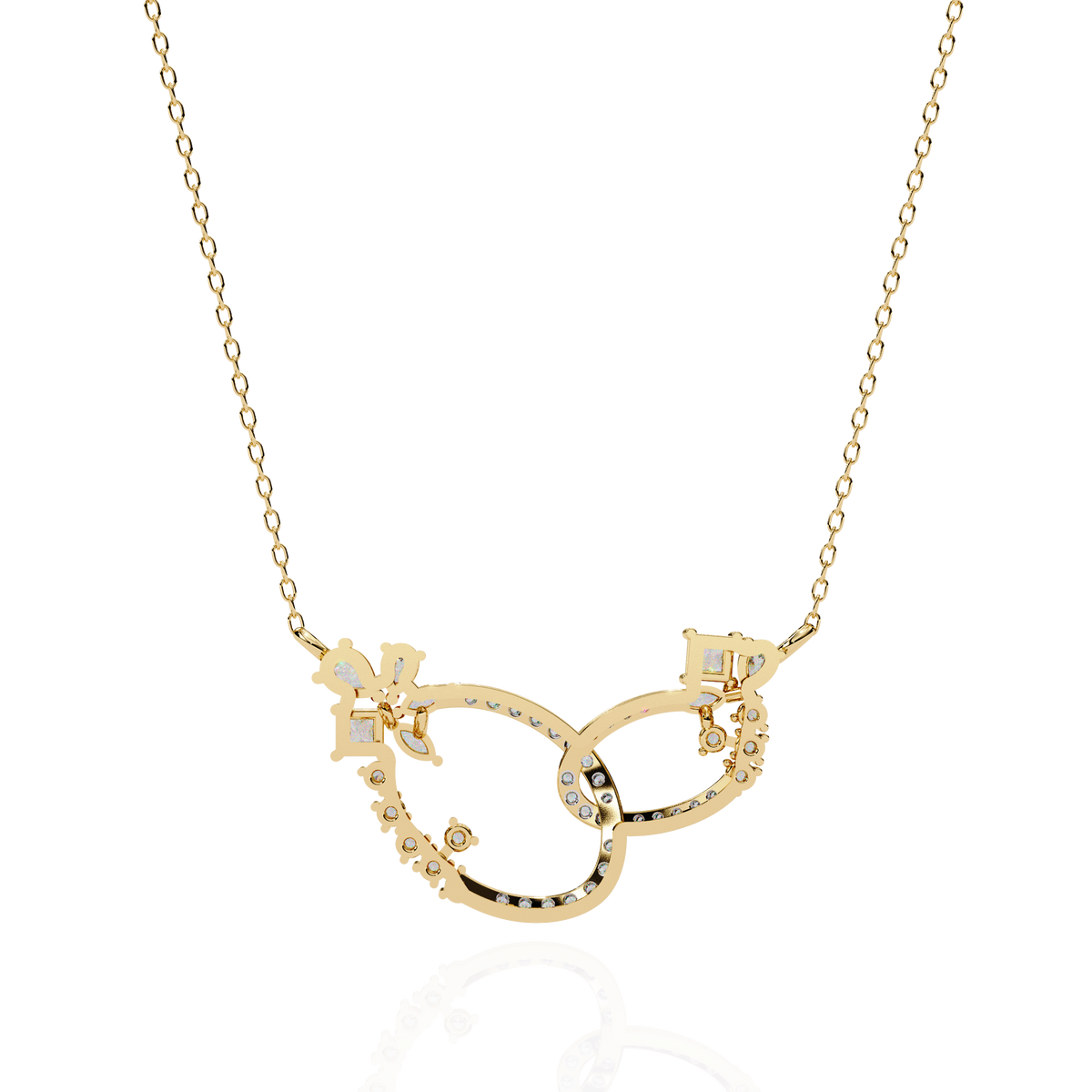 Gold Diamond Interlocking Oval Necklace