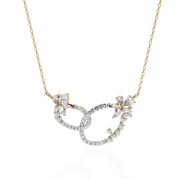 Gold Diamond Interlocking Oval Necklace