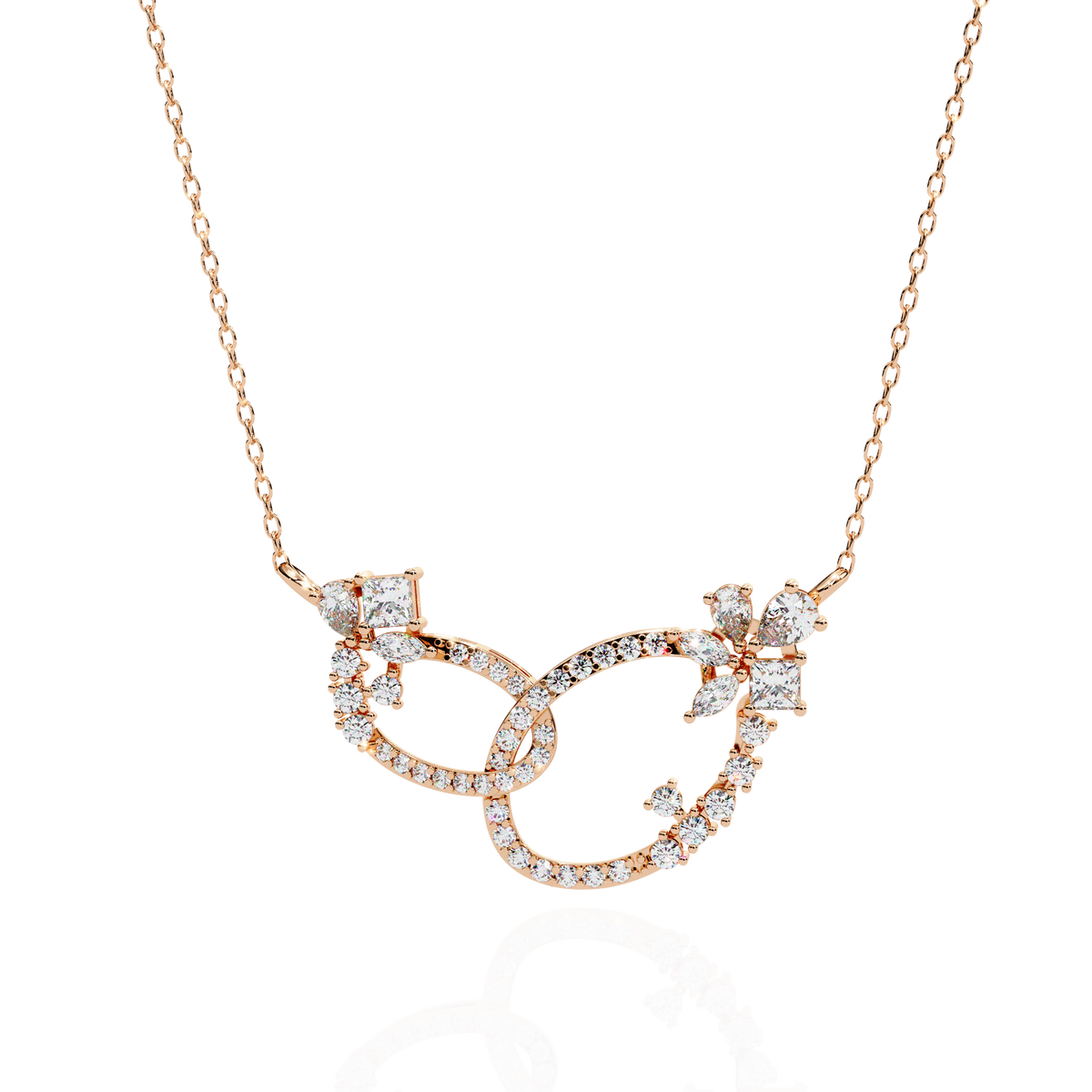 Gold Diamond Interlocking Oval Necklace
