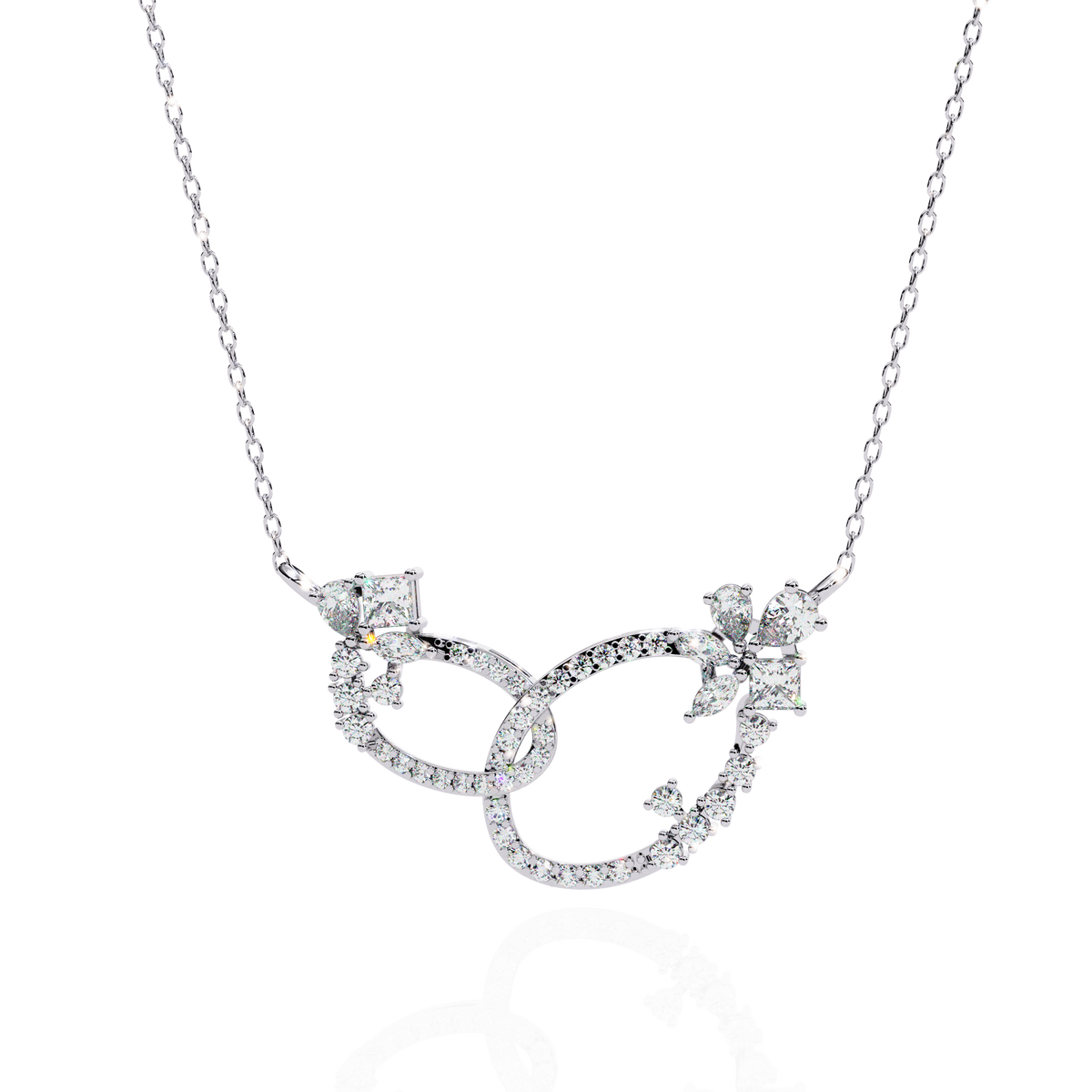 Gold Diamond Interlocking Oval Necklace