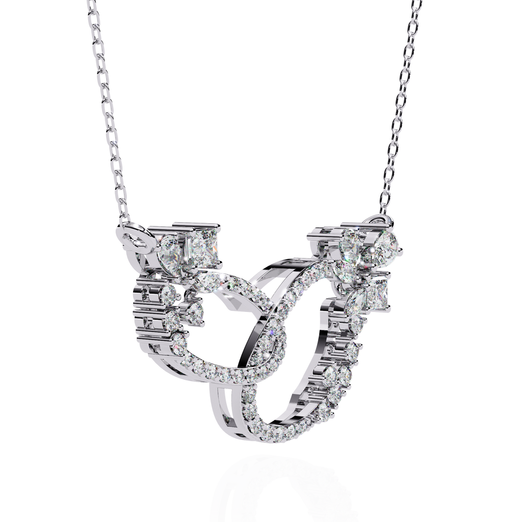 Gold Diamond Interlocking Oval Necklace