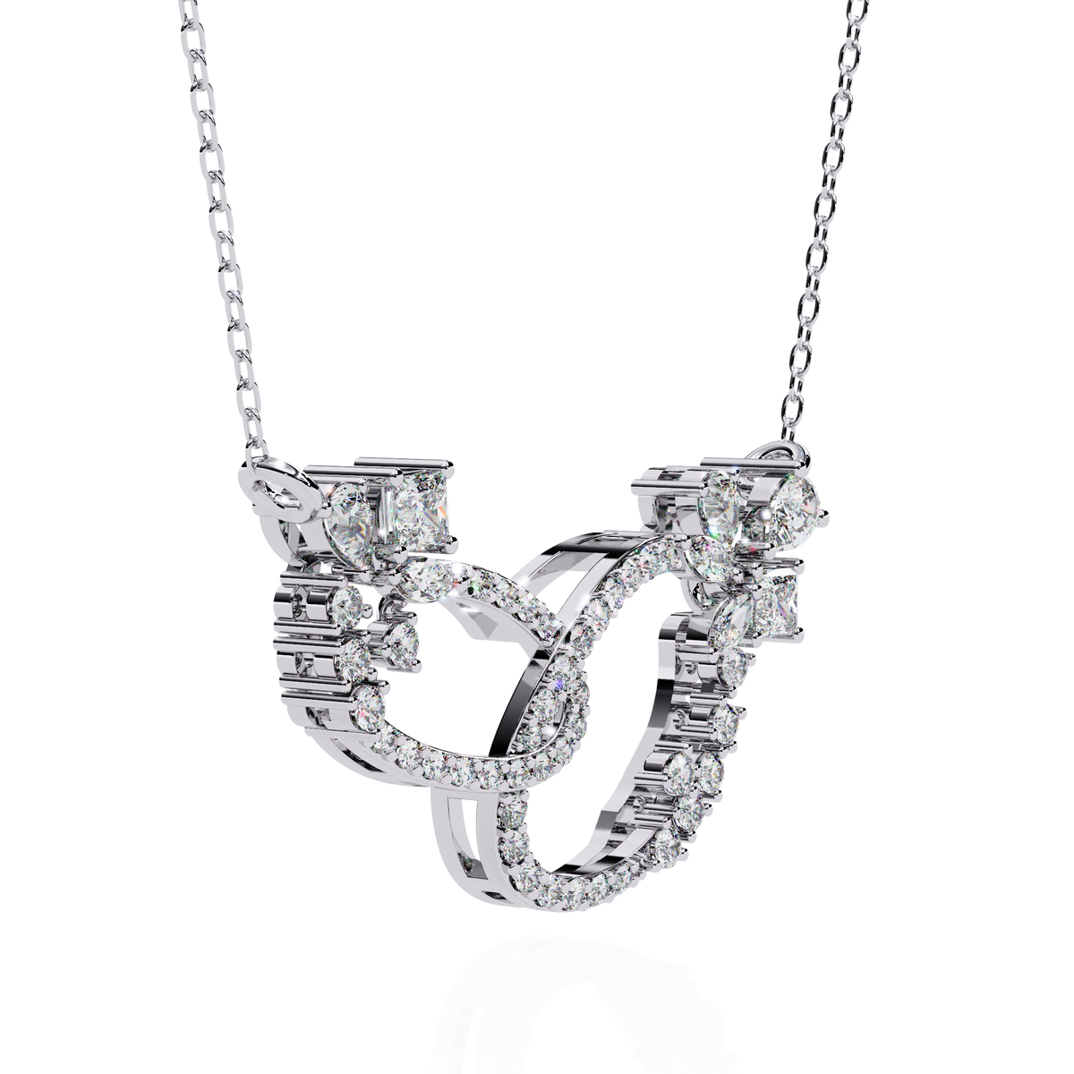 Gold Diamond Interlocking Oval Necklace