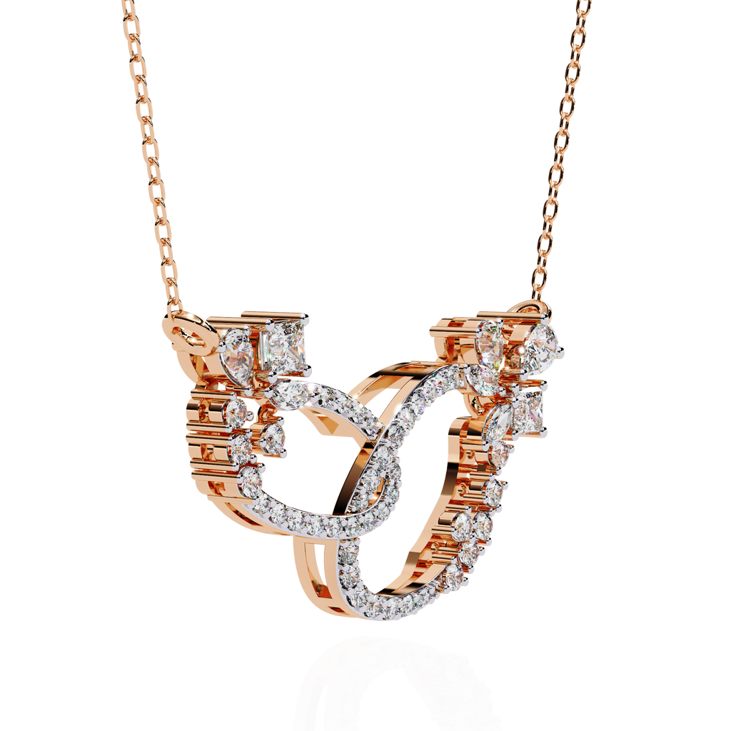 Gold Diamond Interlocking Oval Necklace
