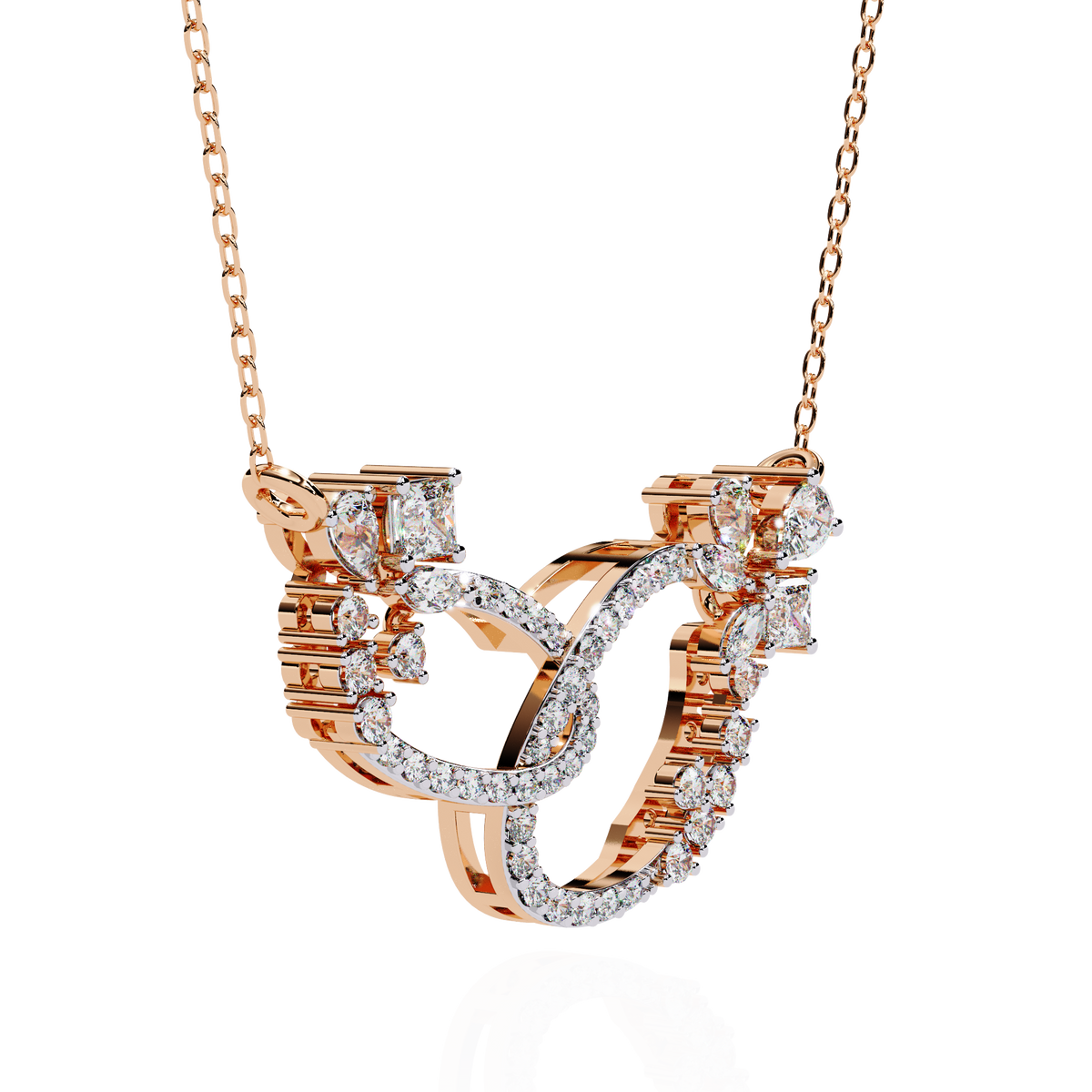 Gold Diamond Interlocking Oval Necklace