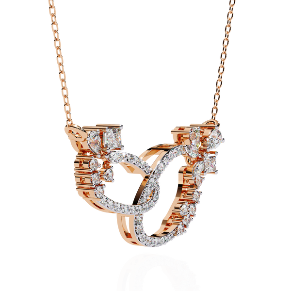 Gold Diamond Interlocking Oval Necklace