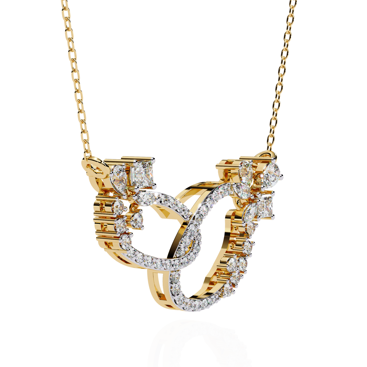 Gold Diamond Interlocking Oval Necklace