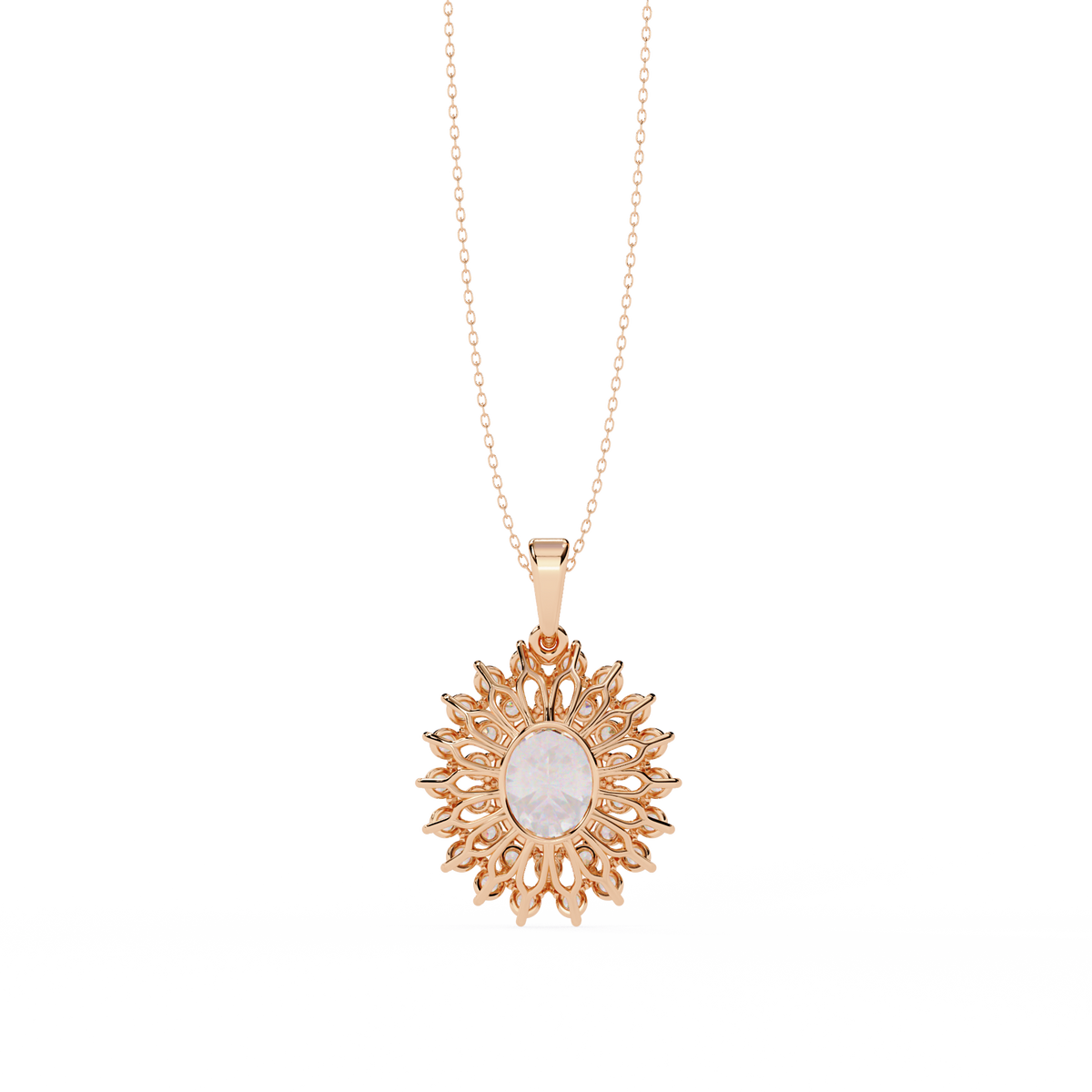 Rose Gold Soleil Double Halo Diamond Necklace