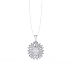 Elegant oval and round diamond pendant