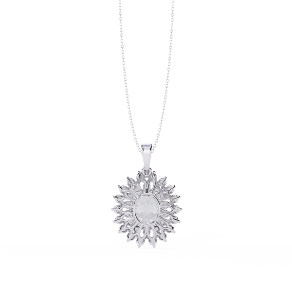 Elegant oval and round diamond pendant