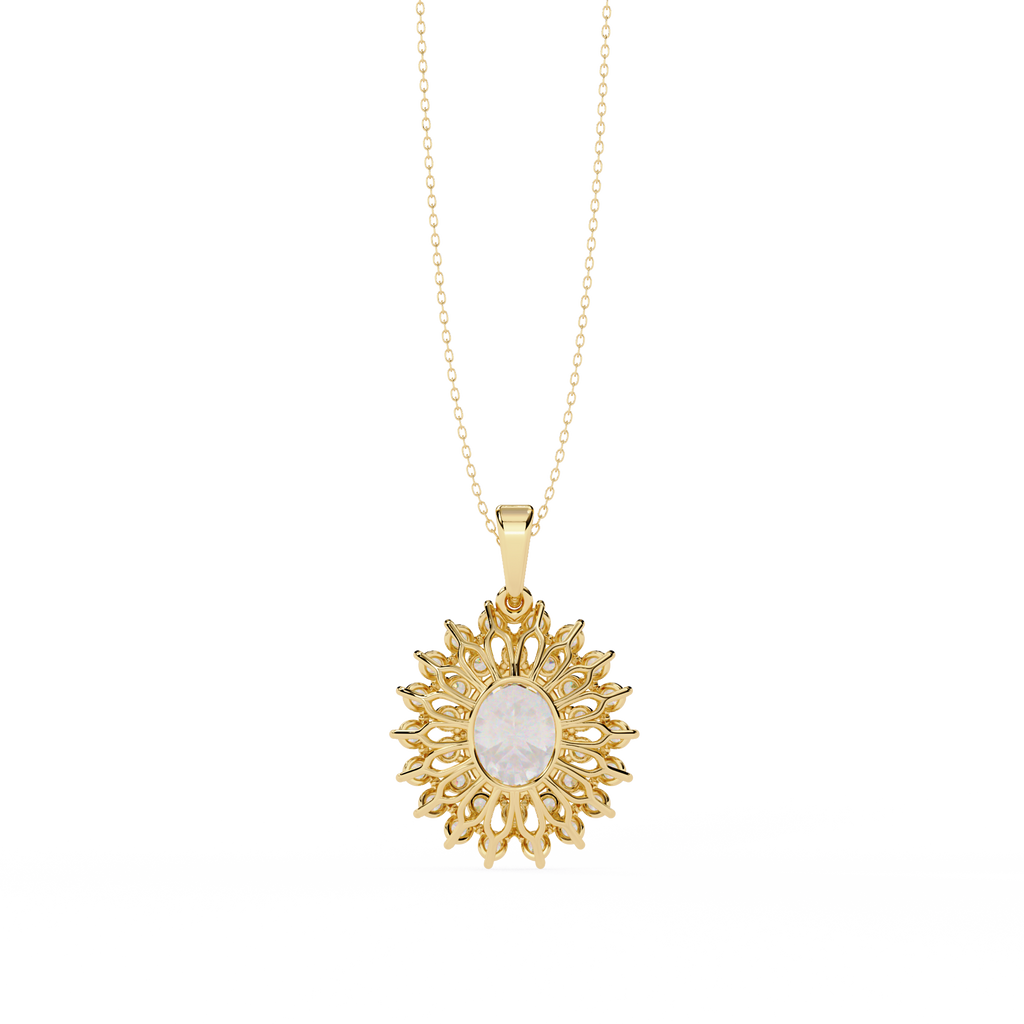 Elegant oval and round diamond pendant