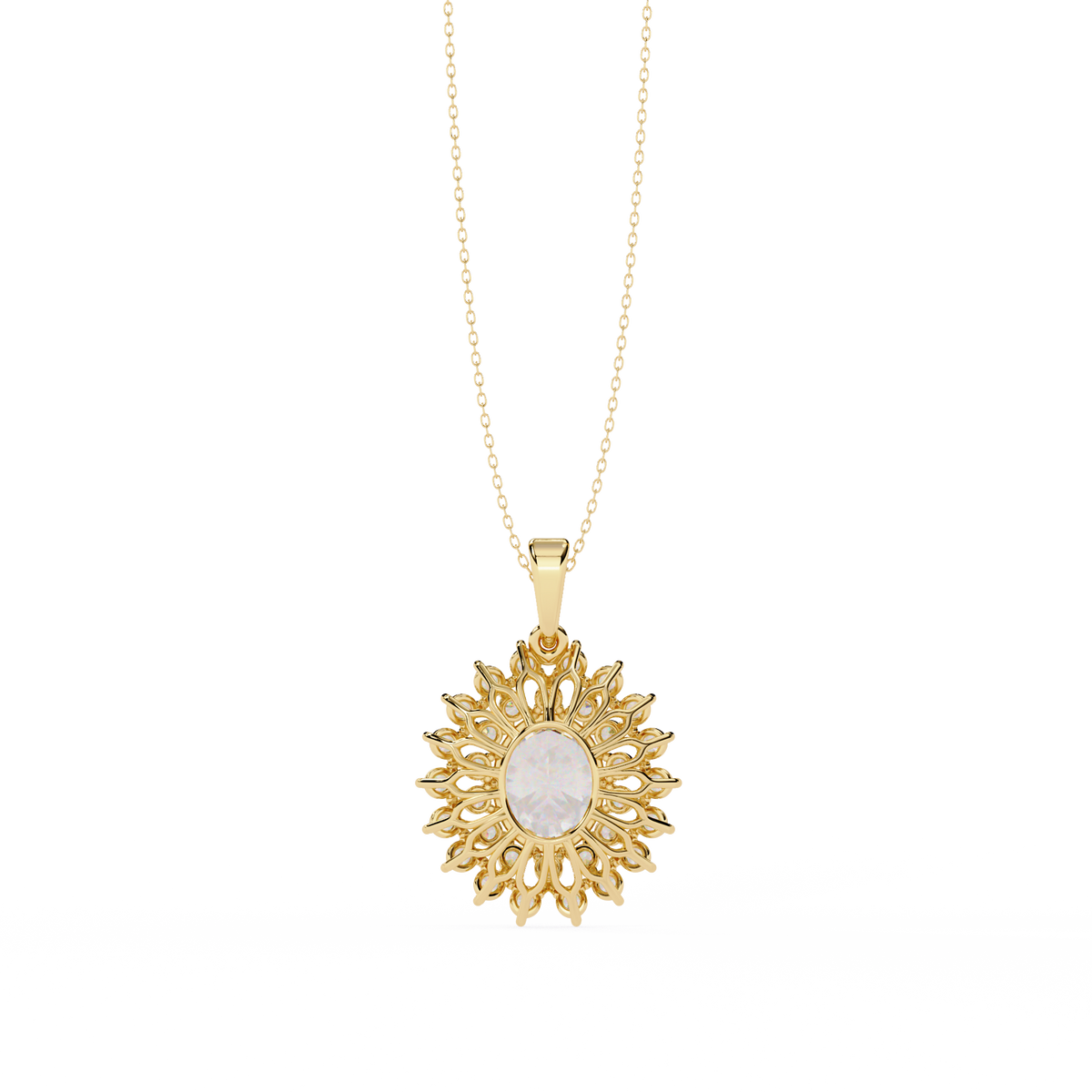 Elegant oval and round diamond pendant