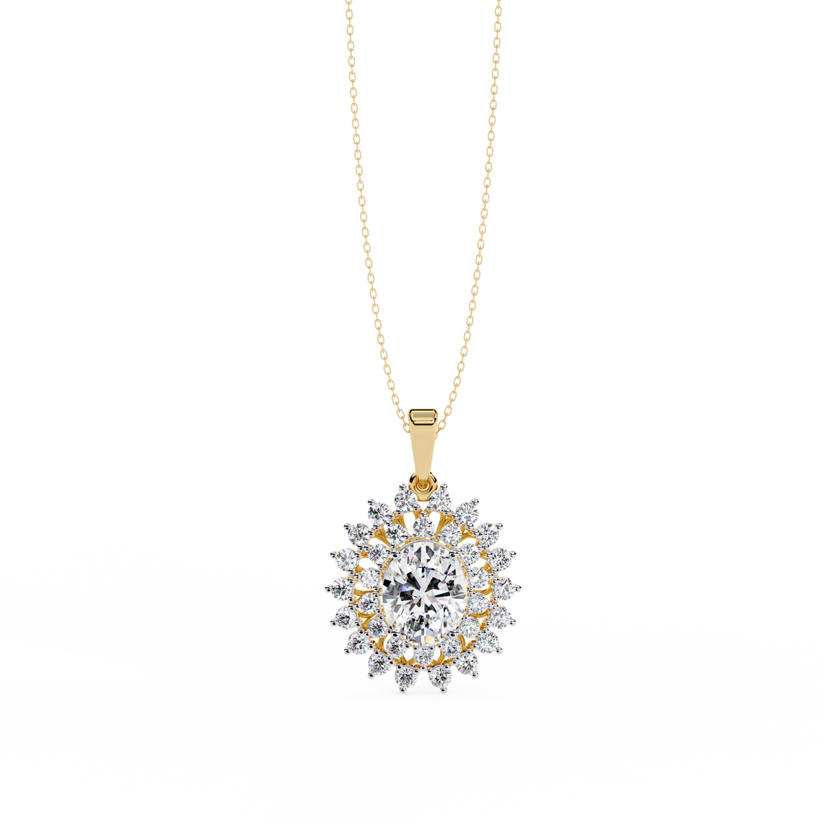 Elegant oval and round diamond pendant