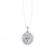 White Gold Oval Sunburst Halo Diamond Pendant Necklace
