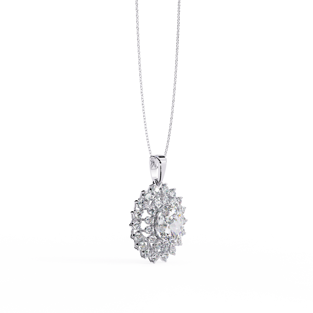 Elegant oval and round diamond pendant