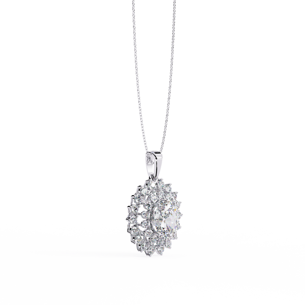 Elegant oval and round diamond pendant