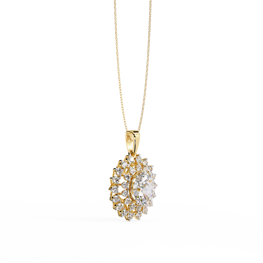 Elegant oval and round diamond pendant