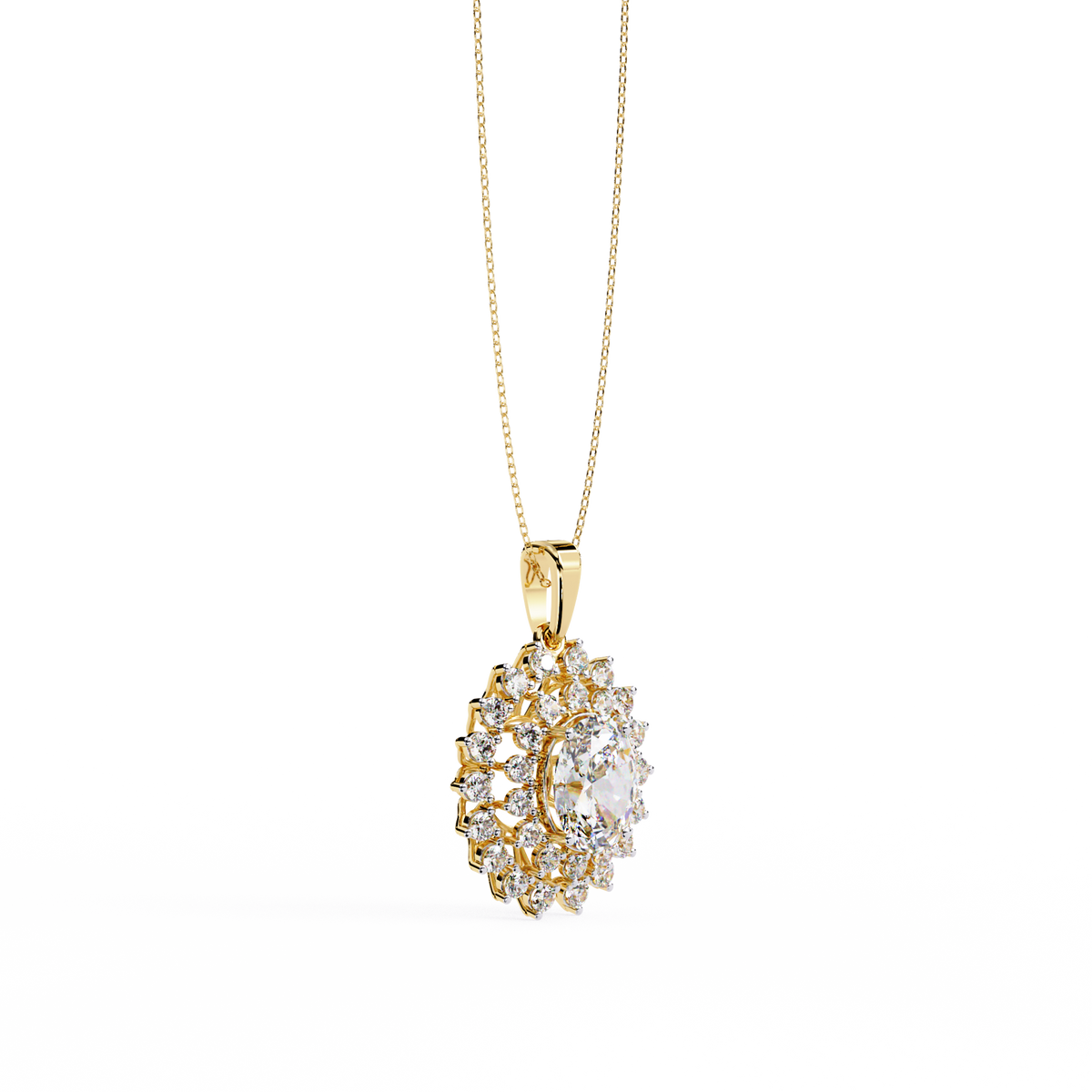 Elegant oval and round diamond pendant