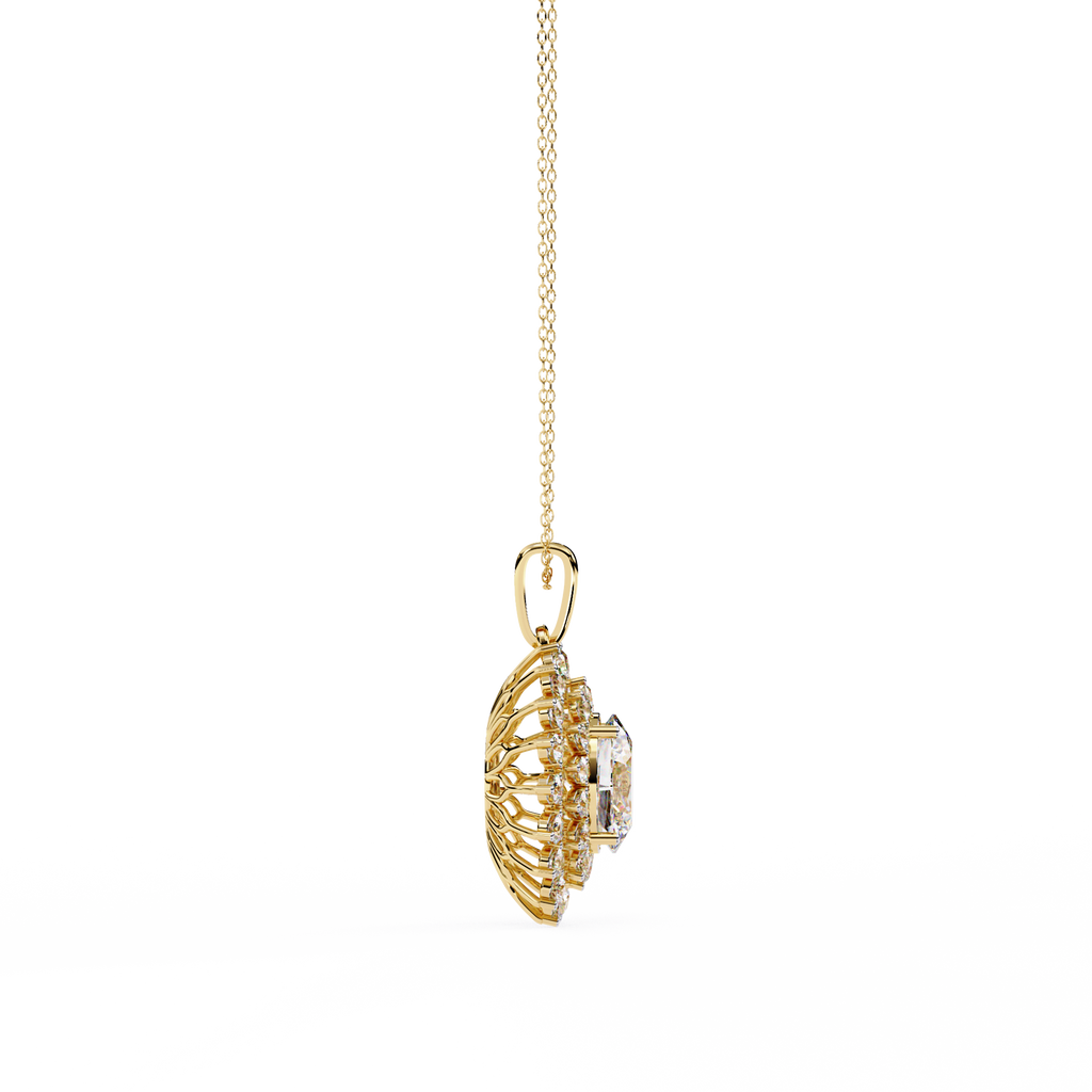 Elegant oval and round diamond pendant