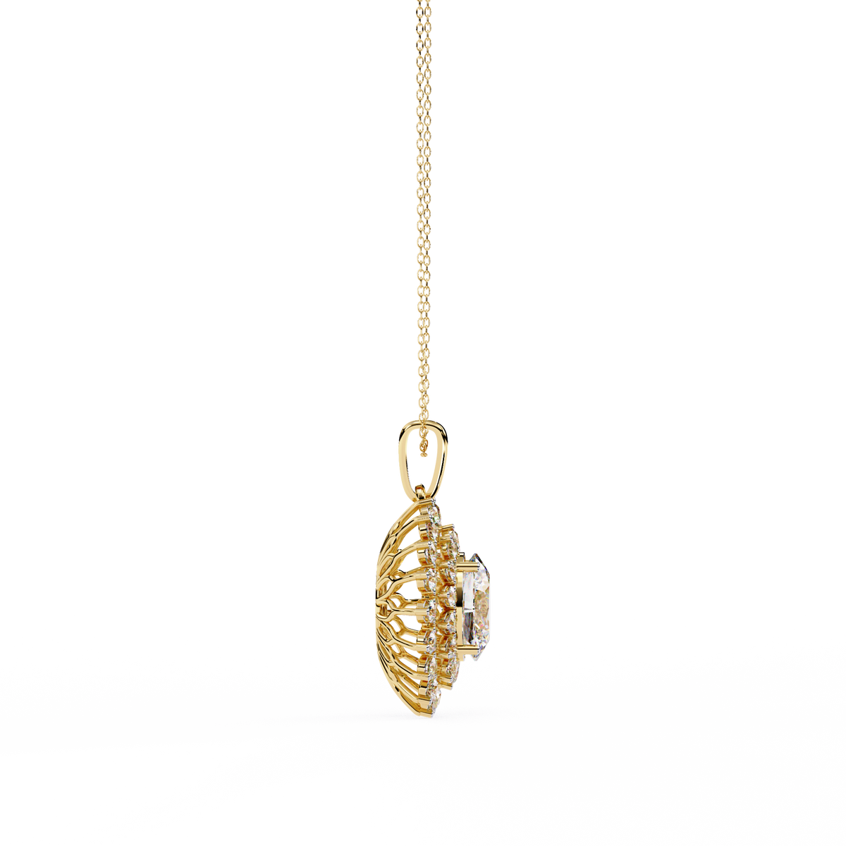 Elegant oval and round diamond pendant