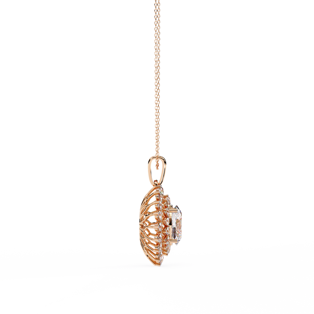 Rose Gold Soleil Double Halo Diamond Necklace
