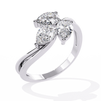 White Gold Three Pear Diamond Trefoil Cluster Ring