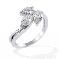 White Gold Three Pear Diamond Trefoil Cluster Ring