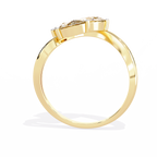 Gold Three Stone Pear Diamond Cluster Ring on Open Split Band
