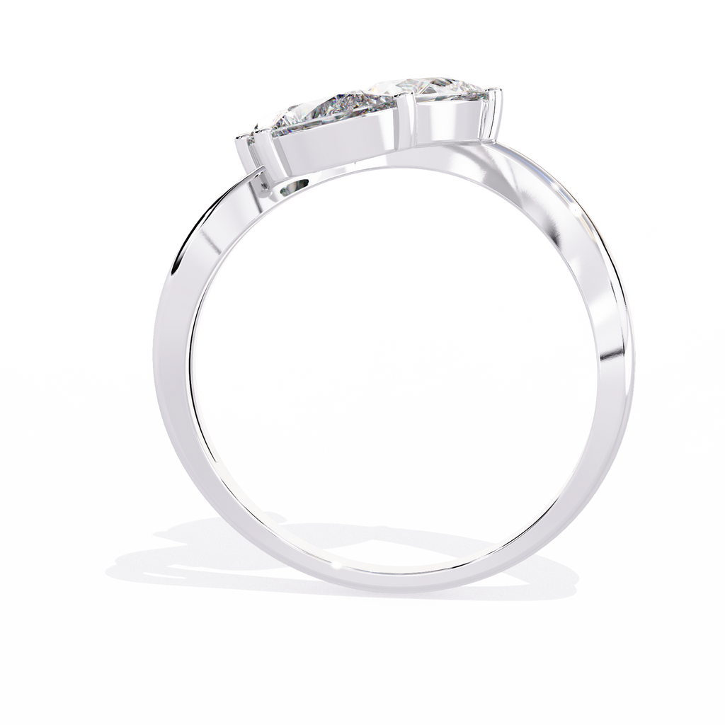 Gold Three Stone Pear Diamond Cluster Ring on Open Split Band