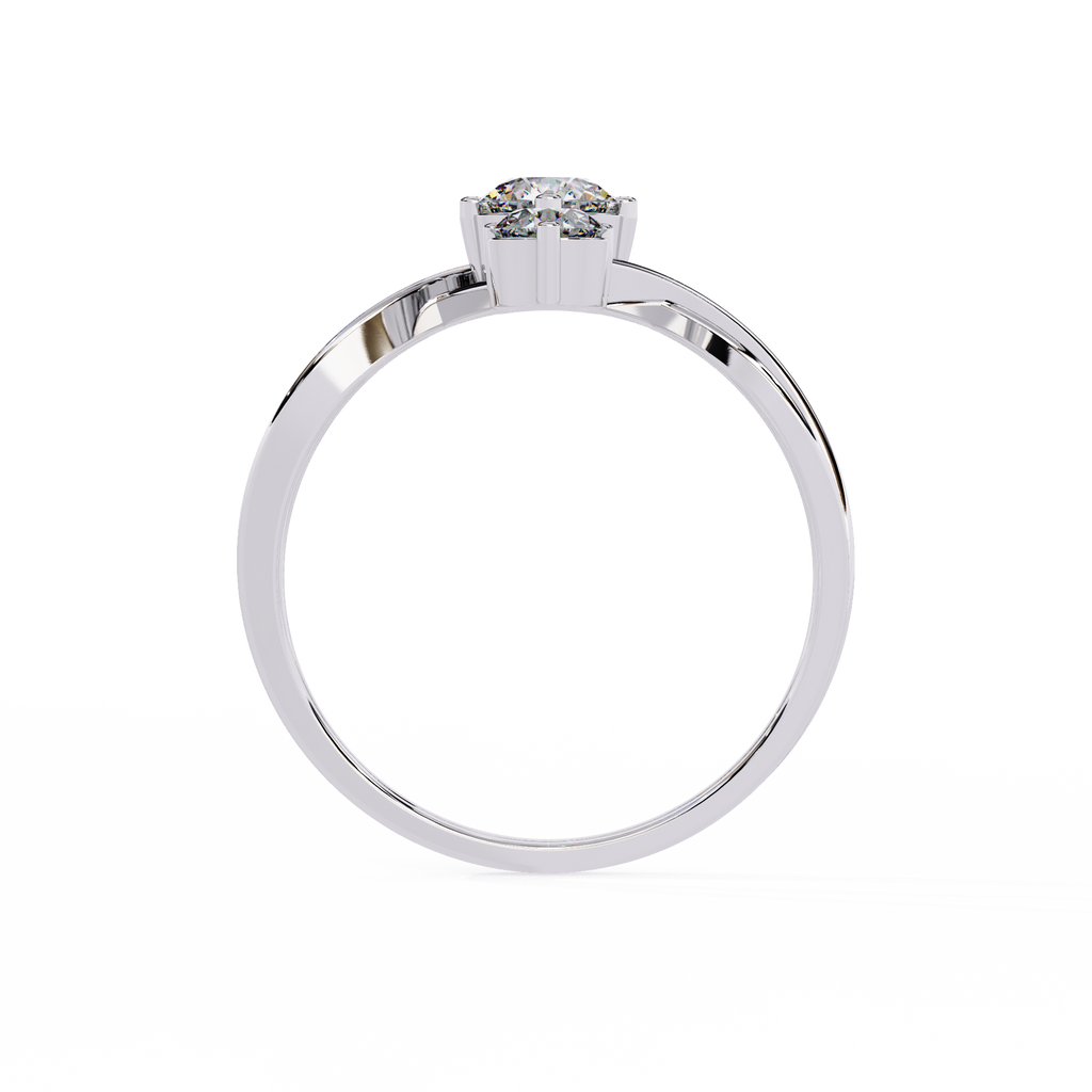 White Gold Three Round Diamond Diagonal Scroll Ring