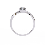 White Gold Three Round Diamond Diagonal Scroll Ring
