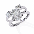 White Gold Oval Halo and Round Diamond Scatter Ring